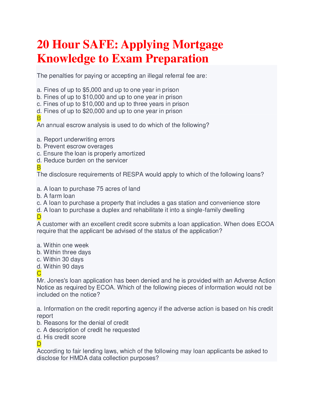 Preview image for 20 Hour SAFE: Applying Mortgage Knowledge to Exam Preparation for passing the module